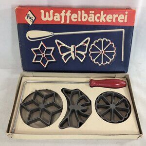 HS Waffelbackerei Cast Iron Waffle Molds Germany Vintage NEW Rosette Cookie Make